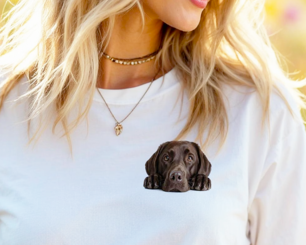 Chocolate Lab Peeking Portrait T-Shirt