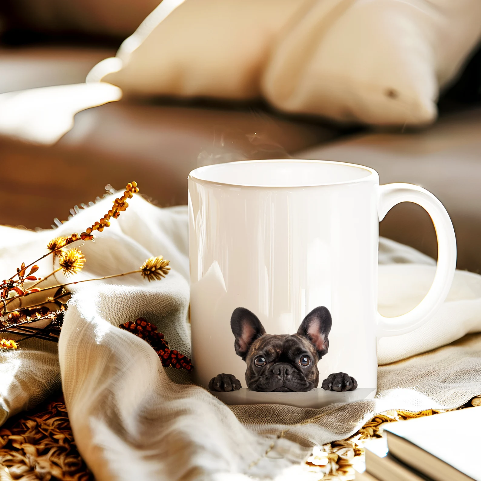 French Bulldog Peeking Portrait Mug